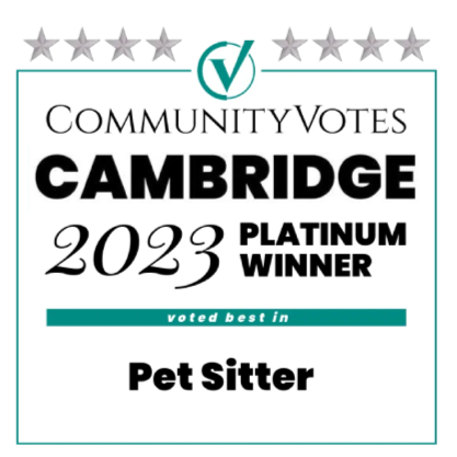 Community Votes Cambridge 2023 Platinum Winner voted best Pet Sitter